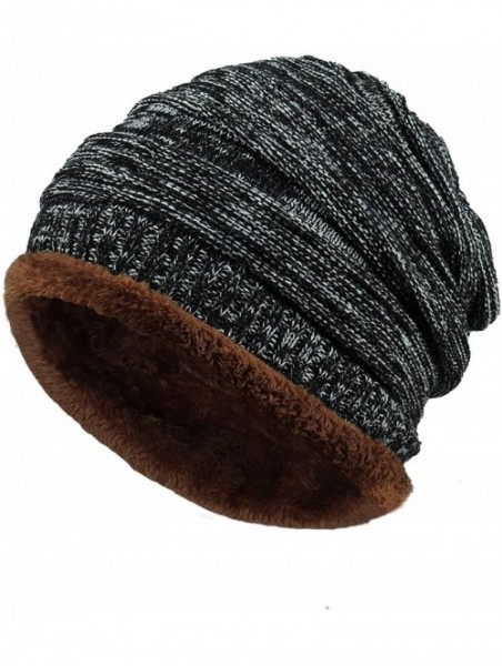 Skullies & Beanies Winter Knit Warm Beanie Hat for Men and Women- Baggy Slouchy Snow Ski Skull Caps - Black - CM18YZ43RLS $14.62