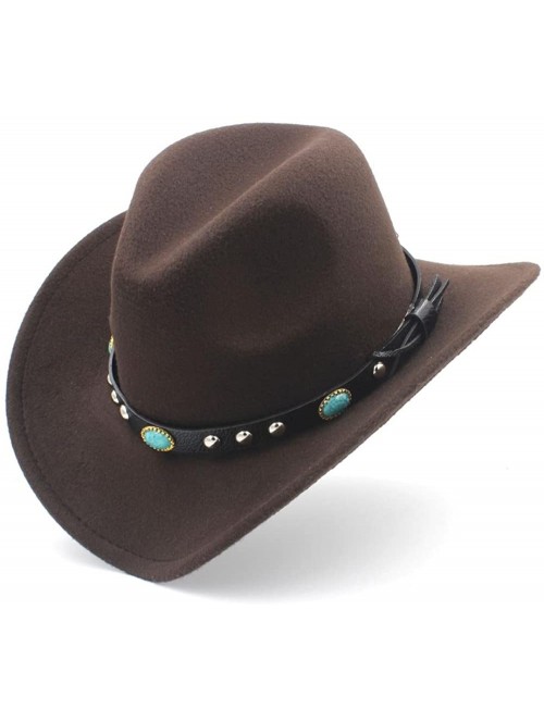 Balaclavas Women's Western Cowboy Hat with Roll Up Brim Felt Cowgirl Sombrero Caps - Coffee - CA18M5ADR84 $25.38