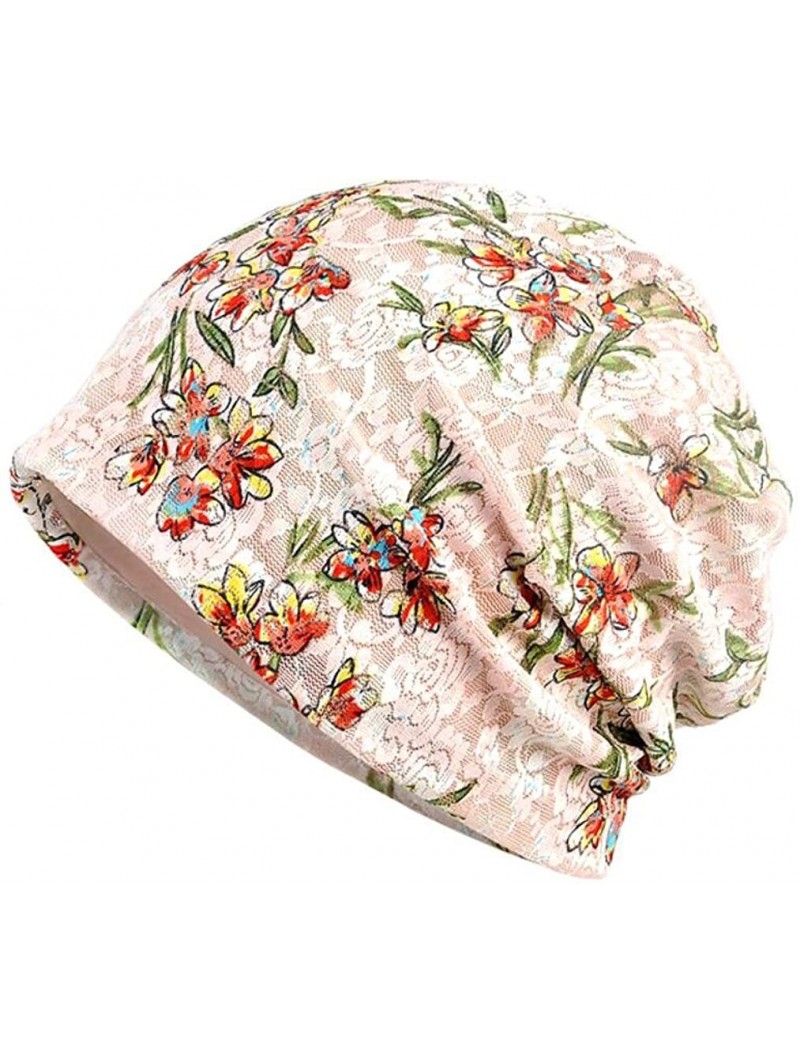 Skullies & Beanies Women Chemo Hat Elegant Floral Lace Turban Chemo Cancer Beanie Cap Sleepping Hat - 5c - C71855QIOTU $12.20