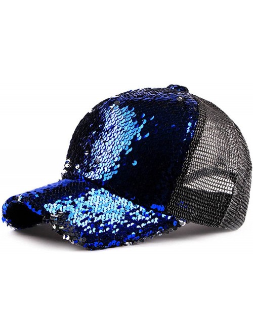 Baseball Caps Sequin Hat Magic - Reversible Adjustable Baseball Hat Cap - Blue - CT18GOE48UU $12.42