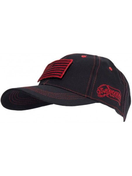 Baseball Caps Classic Cap with Removable Flag Patch- Black/Red Stitching - C812EZZYXO1 $12.65