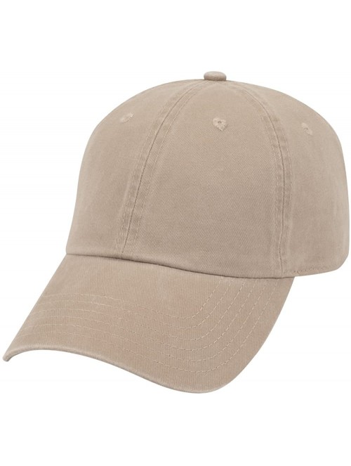 Baseball Caps Low Profile Washed Superior Brushed Cotton Twill Dat Hat Cap - Dark Khaki - C61865IH9ET $15.44