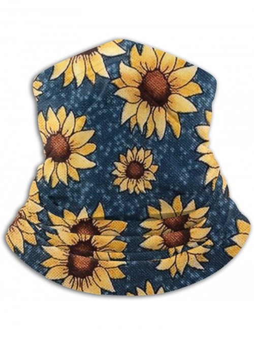 Balaclavas Neck Gaiter Headwear Face Sun Mask Magic Scarf Bandana Balaclava - Sunflower Fall Autumn Blue Floral - CC1979MEGLX...