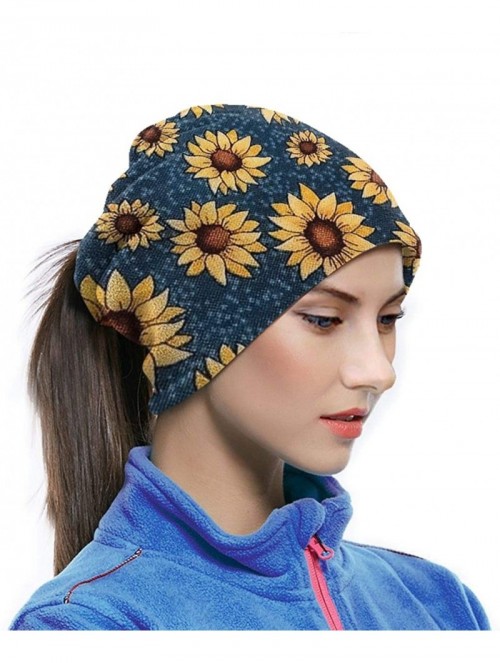 Balaclavas Neck Gaiter Headwear Face Sun Mask Magic Scarf Bandana Balaclava - Sunflower Fall Autumn Blue Floral - CC1979MEGLX...