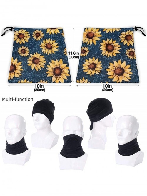 Balaclavas Neck Gaiter Headwear Face Sun Mask Magic Scarf Bandana Balaclava - Sunflower Fall Autumn Blue Floral - CC1979MEGLX...