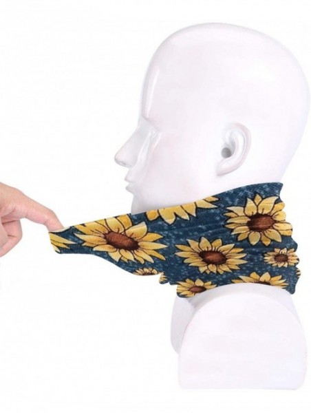 Balaclavas Neck Gaiter Headwear Face Sun Mask Magic Scarf Bandana Balaclava - Sunflower Fall Autumn Blue Floral - CC1979MEGLX...