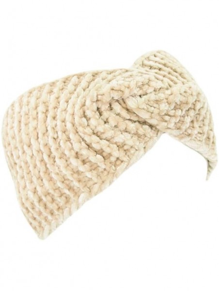 Headbands Women's Winter Knitted Headband Ear Warmer Head Wrap (Flower/Twisted/Checkered) - Twisted-ivory - C618I9O7DNH $12.10