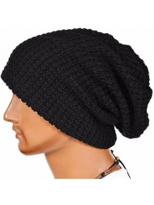 Skullies & Beanies 2017 Men Women Hats Warm Winter Knit Ski Beanie Skull Slouchy Cap Hat (Black- one Size) - Black - CD1880RG...