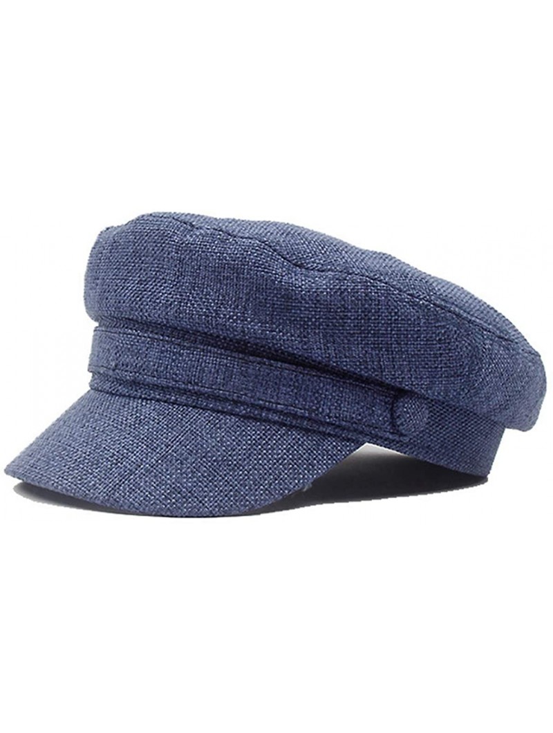 Newsboy Caps Linen Sailor Captain Caps Fiddle Skippers Breton Cap Newsboy - Blue - C118R859X5A $12.30