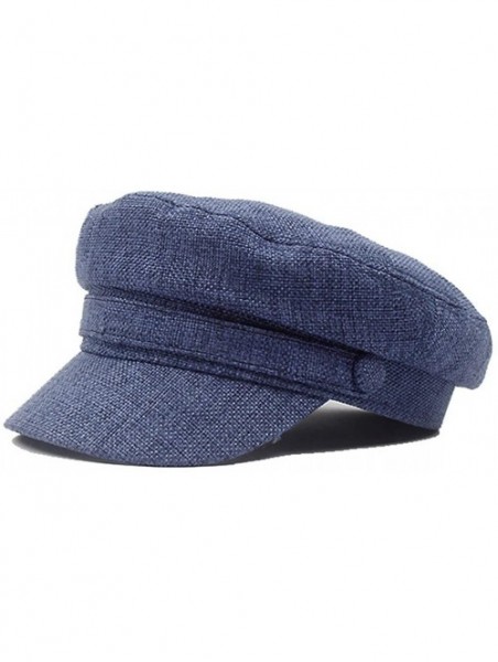 Newsboy Caps Linen Sailor Captain Caps Fiddle Skippers Breton Cap Newsboy - Blue - C118R859X5A $12.30