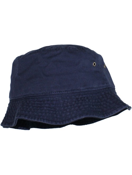 Bucket Hats Simple Solid Cotton Bucket Hat - Navy Blue - C911LXK9G85 $16.01