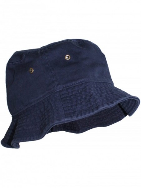 Bucket Hats Simple Solid Cotton Bucket Hat - Navy Blue - C911LXK9G85 $16.01