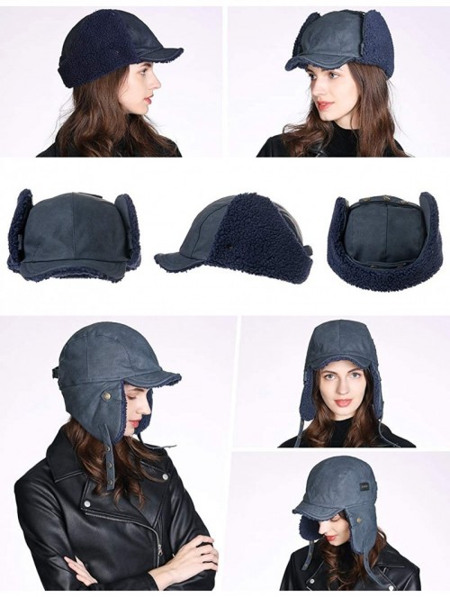 Bomber Hats Unisex Aviator Pilot Trapper Hunting Bomber Hat Warm Ushanka - 00795_navy Blue - CC18A8SG9AW $20.41