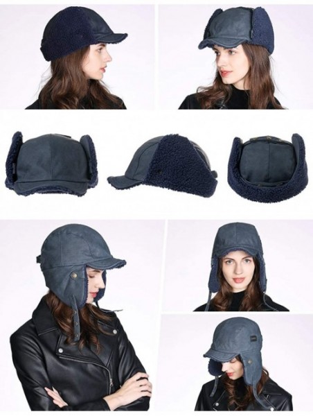 Bomber Hats Unisex Aviator Pilot Trapper Hunting Bomber Hat Warm Ushanka - 00795_navy Blue - CC18A8SG9AW $20.41