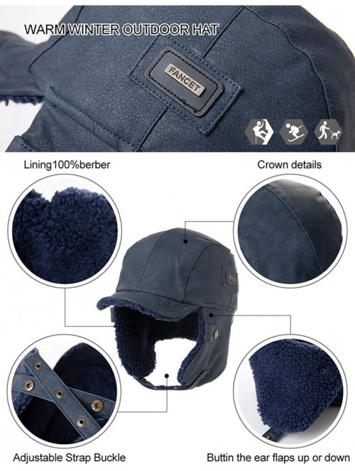 Bomber Hats Unisex Aviator Pilot Trapper Hunting Bomber Hat Warm Ushanka - 00795_navy Blue - CC18A8SG9AW $20.41