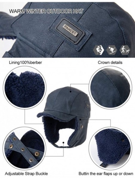 Bomber Hats Unisex Aviator Pilot Trapper Hunting Bomber Hat Warm Ushanka - 00795_navy Blue - CC18A8SG9AW $20.41