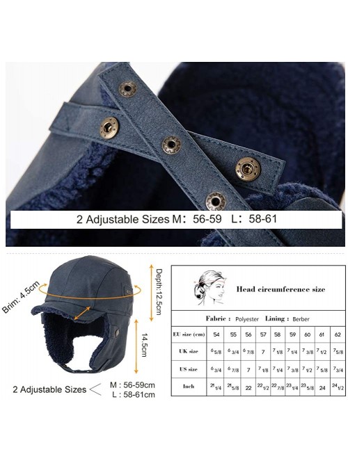 Bomber Hats Unisex Aviator Pilot Trapper Hunting Bomber Hat Warm Ushanka - 00795_navy Blue - CC18A8SG9AW $20.41