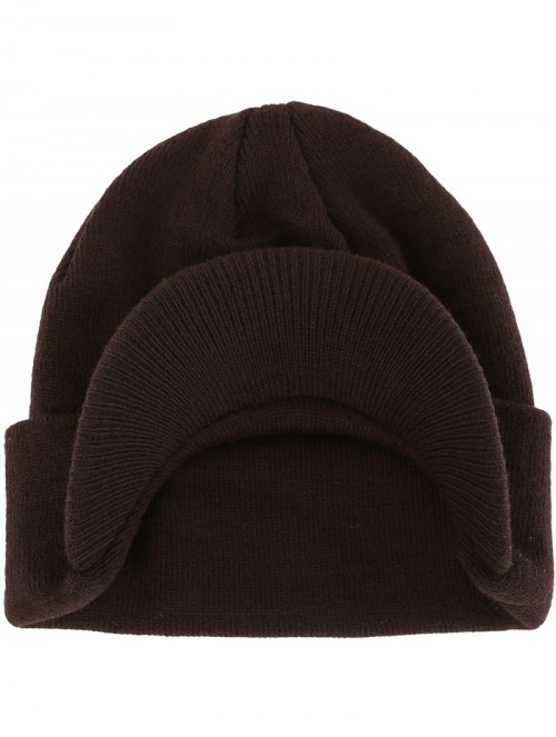 Skullies & Beanies Men's Winter Beanie Hat with Brim Warm Double Knit Cuff Beanie Cap - Espresso - CB18KDOGMX9 $17.21