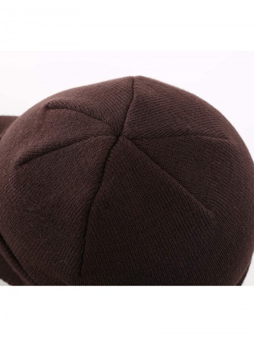 Skullies & Beanies Men's Winter Beanie Hat with Brim Warm Double Knit Cuff Beanie Cap - Espresso - CB18KDOGMX9 $17.21