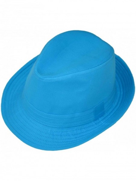 Fedoras Men's Fedora Turquoise Blue - CB127BN4VUP $15.86