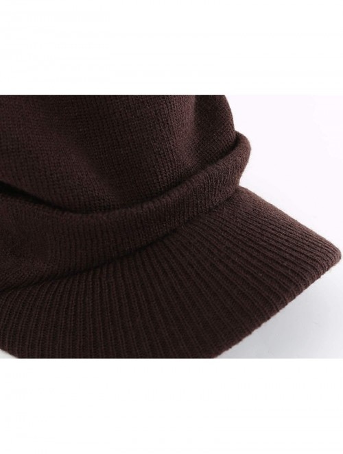 Skullies & Beanies Men's Winter Beanie Hat with Brim Warm Double Knit Cuff Beanie Cap - Espresso - CB18KDOGMX9 $17.21