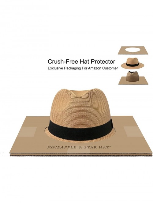 Sun Hats Sun Straw Fedora Beach Hat Fine Braid UPF50+ for Both Women Men - Brown - CE18H6X650G $54.51