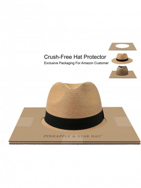 Sun Hats Sun Straw Fedora Beach Hat Fine Braid UPF50+ for Both Women Men - Brown - CE18H6X650G $54.51