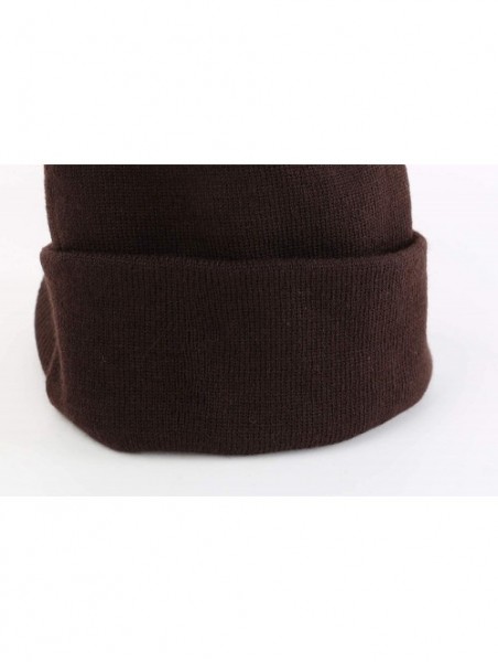 Skullies & Beanies Men's Winter Beanie Hat with Brim Warm Double Knit Cuff Beanie Cap - Espresso - CB18KDOGMX9 $17.21