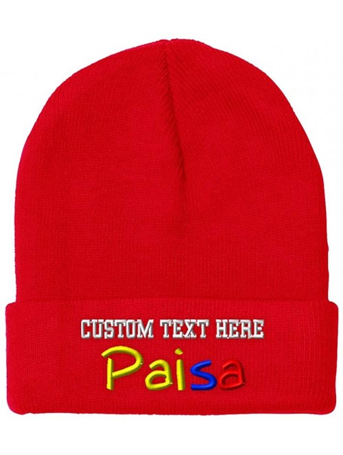 Skullies & Beanies Custom Beanie for Men & Women Paisa Colombian Embroidery Acrylic Skull Cap Hat - Red - CH18ZWOQQ8E $18.19