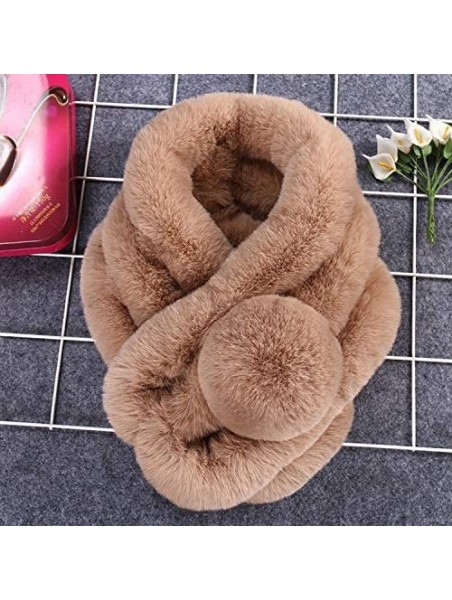 Skullies & Beanies Clearance Chaofanjiancai Womens Faux Fur Winter Warm Fluffy Hood Scarf Hat Ladies Snood Pocket Hats Gloves...