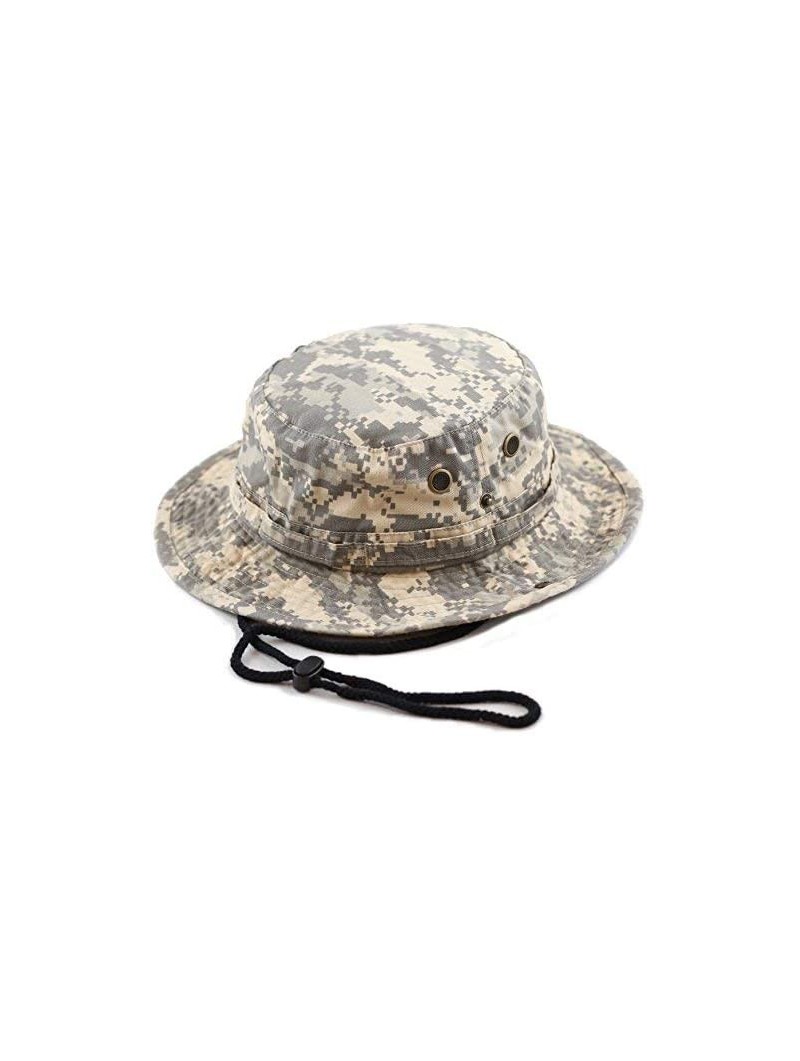 Sun Hats 100% Cotton Stone-Washed Safari Wide Brim Foldable Double-Sided Sun Boonie Bucket Hat - Grey Digital Camo - CQ12O5OI...