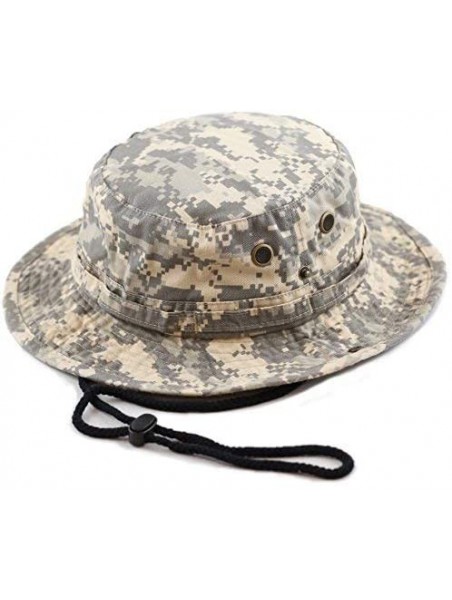 Sun Hats 100% Cotton Stone-Washed Safari Wide Brim Foldable Double-Sided Sun Boonie Bucket Hat - Grey Digital Camo - CQ12O5OI...