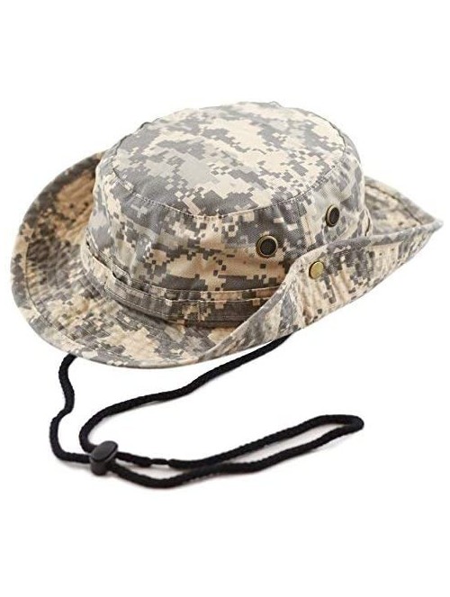 Sun Hats 100% Cotton Stone-Washed Safari Wide Brim Foldable Double-Sided Sun Boonie Bucket Hat - Grey Digital Camo - CQ12O5OI...