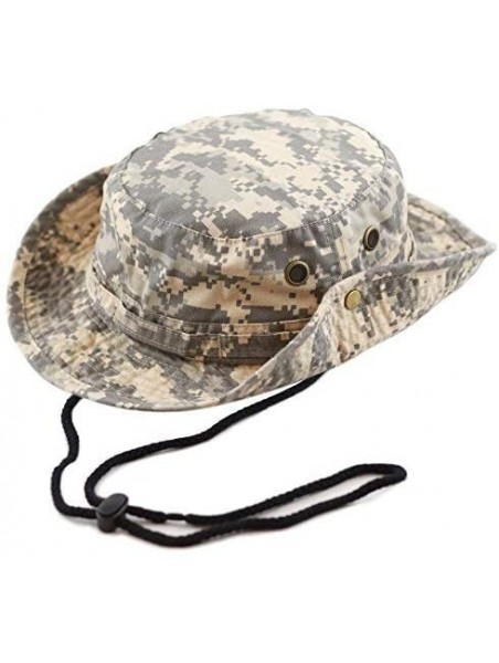 Sun Hats 100% Cotton Stone-Washed Safari Wide Brim Foldable Double-Sided Sun Boonie Bucket Hat - Grey Digital Camo - CQ12O5OI...