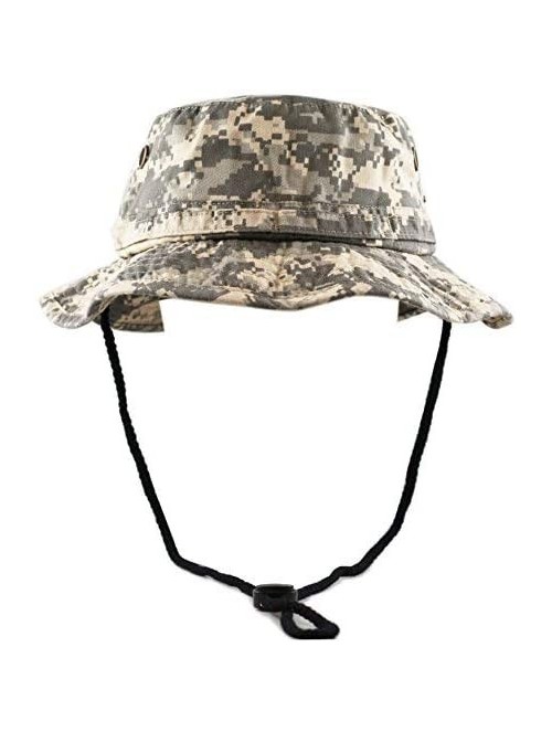 Sun Hats 100% Cotton Stone-Washed Safari Wide Brim Foldable Double-Sided Sun Boonie Bucket Hat - Grey Digital Camo - CQ12O5OI...