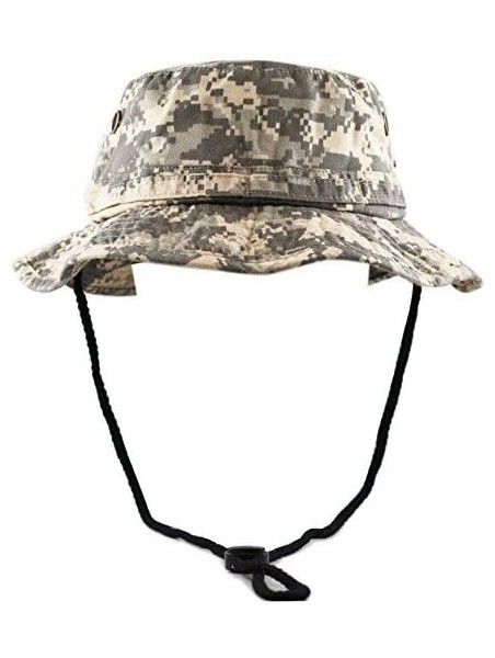 Sun Hats 100% Cotton Stone-Washed Safari Wide Brim Foldable Double-Sided Sun Boonie Bucket Hat - Grey Digital Camo - CQ12O5OI...