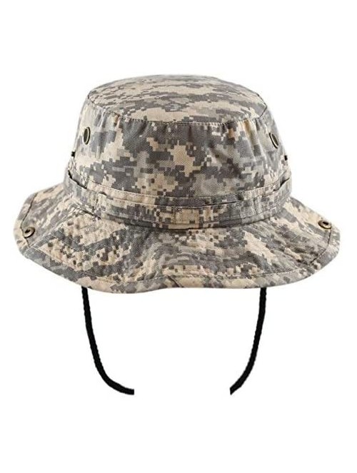 Sun Hats 100% Cotton Stone-Washed Safari Wide Brim Foldable Double-Sided Sun Boonie Bucket Hat - Grey Digital Camo - CQ12O5OI...