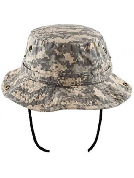 Sun Hats 100% Cotton Stone-Washed Safari Wide Brim Foldable Double-Sided Sun Boonie Bucket Hat - Grey Digital Camo - CQ12O5OI...