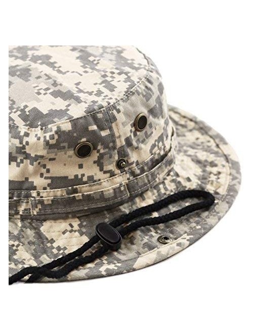 Sun Hats 100% Cotton Stone-Washed Safari Wide Brim Foldable Double-Sided Sun Boonie Bucket Hat - Grey Digital Camo - CQ12O5OI...