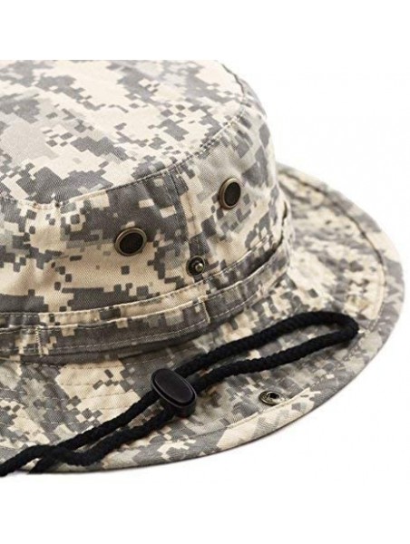 Sun Hats 100% Cotton Stone-Washed Safari Wide Brim Foldable Double-Sided Sun Boonie Bucket Hat - Grey Digital Camo - CQ12O5OI...