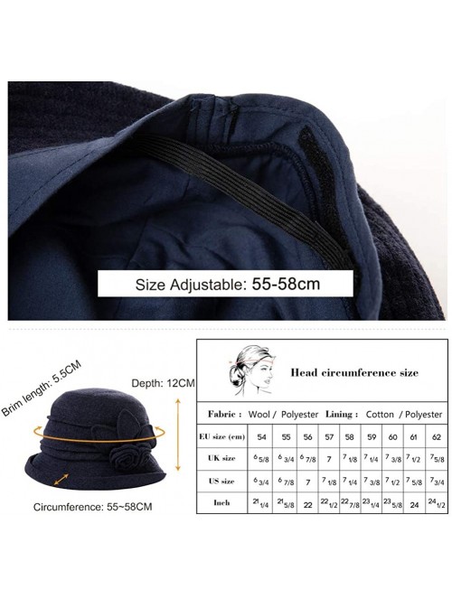 Bucket Hats Cloche Round Hat for Women 1920s Fedora Bucket Vintage Hat Flower Accent - 16076_black - CL12M68T5YR $32.91