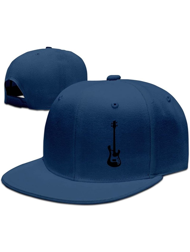 Baseball Caps Custom Unisex Adjustable Cool Bass Guitar Snapback Flat Baseball Cap One Size - Navy - CK12N1DHYB4 $11.71