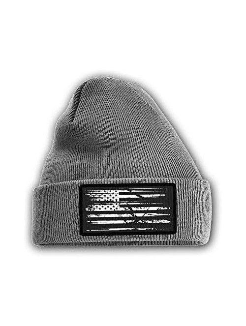 Skullies & Beanies USA American Flag Beanie - White Flag Gray - CV18XU6KWLW $32.13