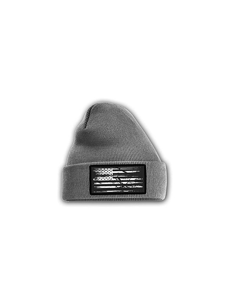 Skullies & Beanies USA American Flag Beanie - White Flag Gray - CV18XU6KWLW $32.13