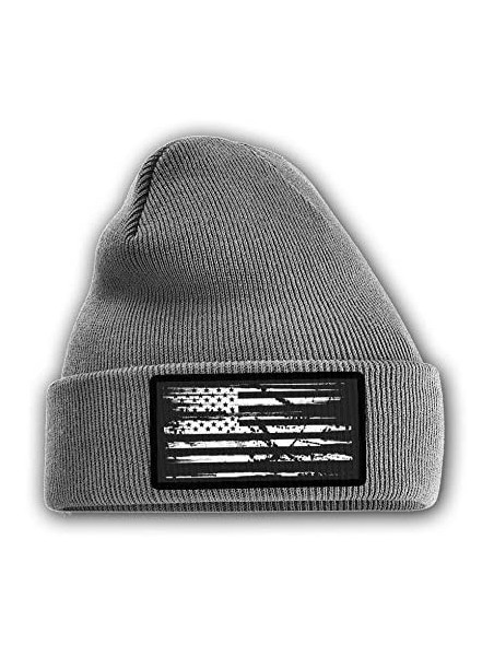 Skullies & Beanies USA American Flag Beanie - White Flag Gray - CV18XU6KWLW $32.13