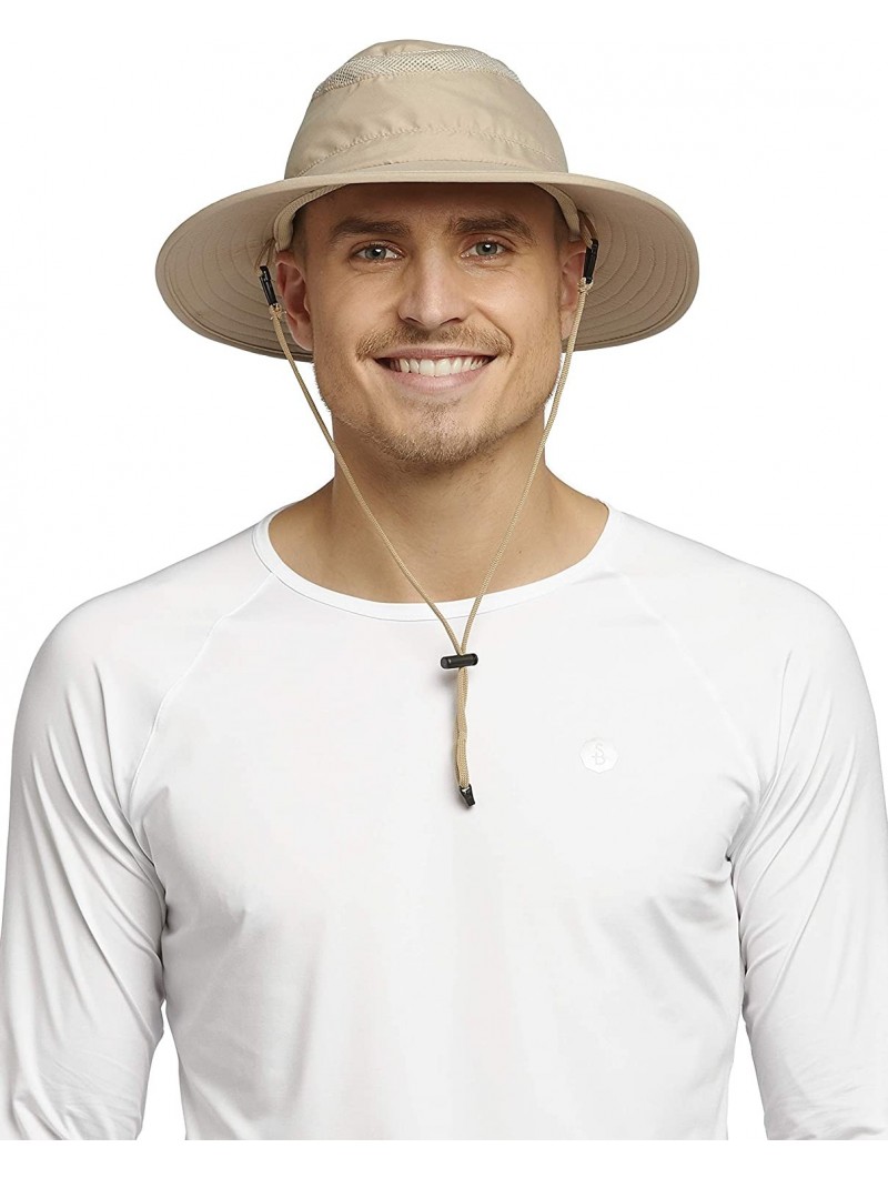 Sun Hats UPF 50+ Protective Broad Brim Sun Hat - Universal Fit - Beige - CU18E9MUNW8 $44.33