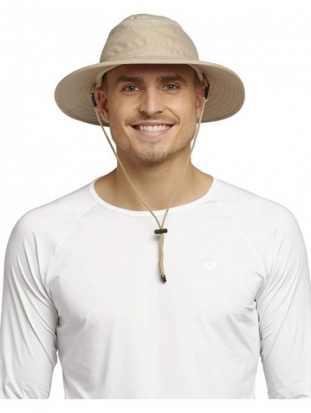 Sun Hats UPF 50+ Protective Broad Brim Sun Hat - Universal Fit - Beige - CU18E9MUNW8 $44.33