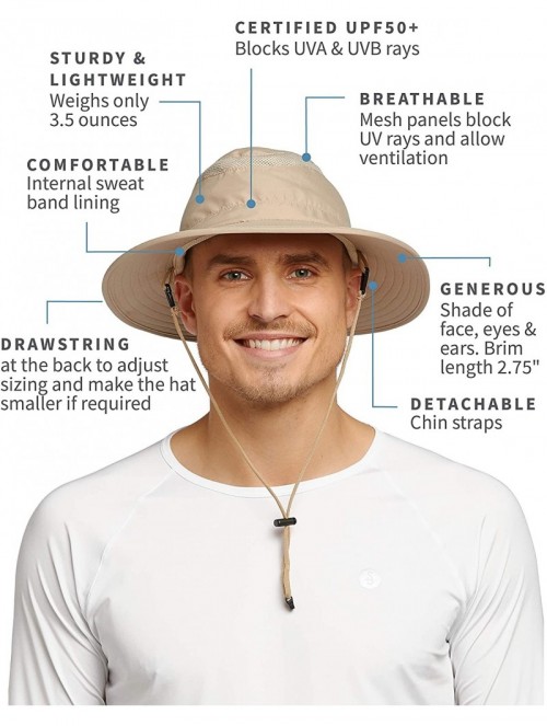 Sun Hats UPF 50+ Protective Broad Brim Sun Hat - Universal Fit - Beige - CU18E9MUNW8 $44.33