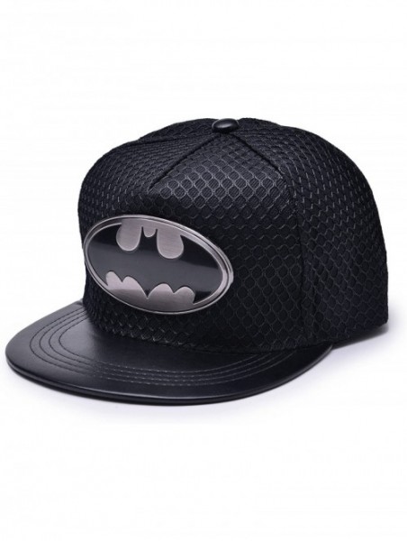 Baseball Caps Bat Man Logo Baseball Cap w/Black Mesh Hip-hop Snapback Hat - Black - C112M73YPLT $13.25