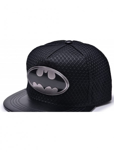 Baseball Caps Bat Man Logo Baseball Cap w/Black Mesh Hip-hop Snapback Hat - Black - C112M73YPLT $13.25